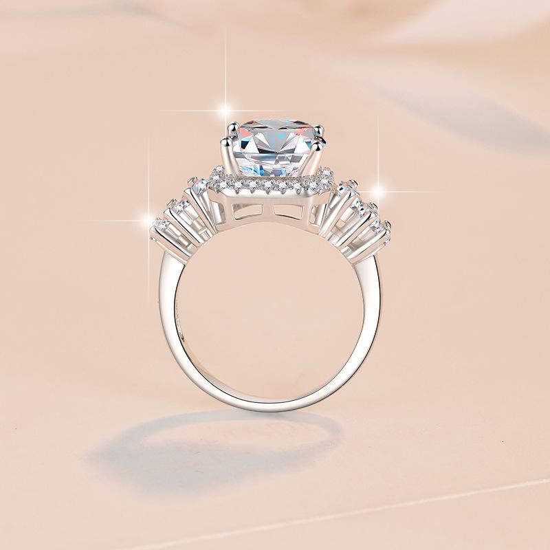 NO.126 S925 Sterling Silver 5 Carat Fat Square Ring Synthetic Moissanite Ring fashion jewelry accessory woman girl promise ring Springtok