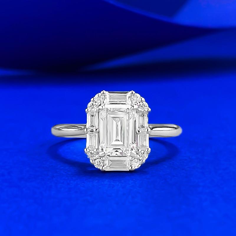 S925 Sterling Silver Grandma Cut Rectangular Ring 5*7mm 8A Cubic Zirconia Ring-575(35%)