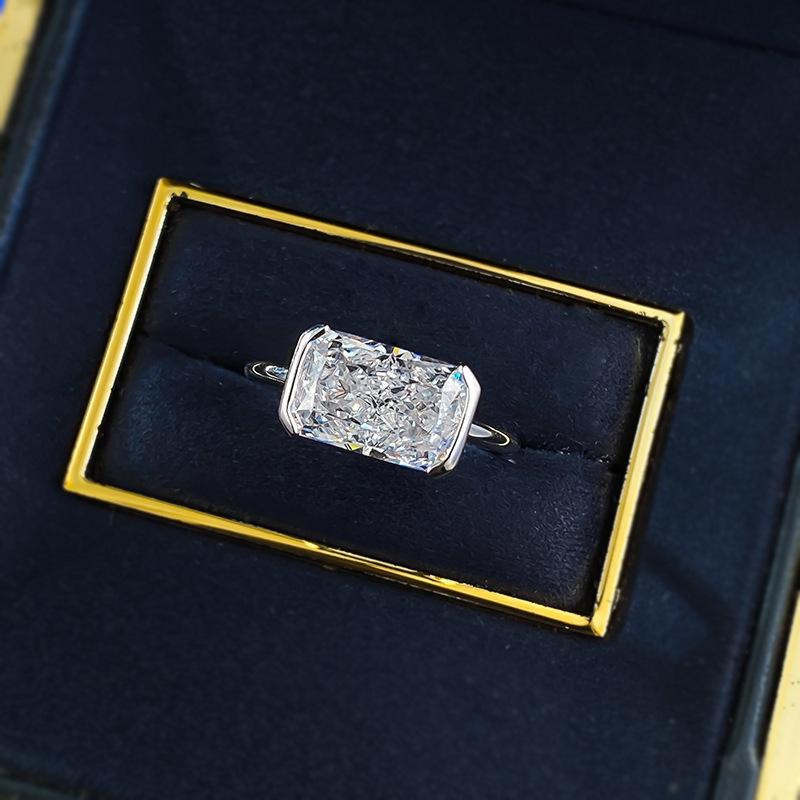 S925 Sterling Silver Ice Flower cut rectangular ring 7*11mm 8A cubic zirconia ring fashion jewelry accessory woman girl promise ring-390(35%)