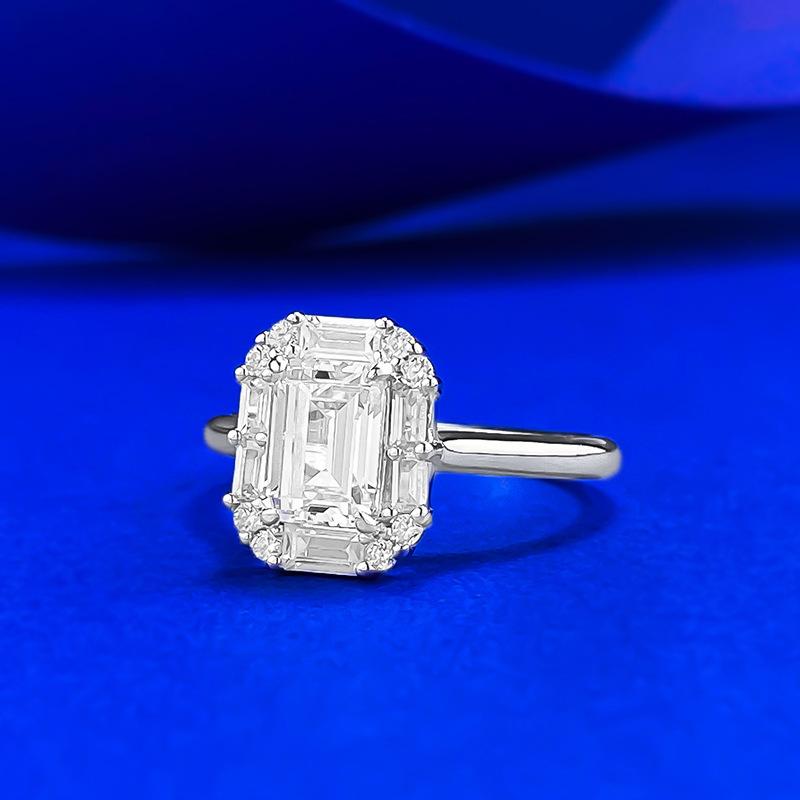 S925 Sterling Silver Grandma Cut Rectangular Ring 5*7mm 8A Cubic Zirconia Ring-575(35%)