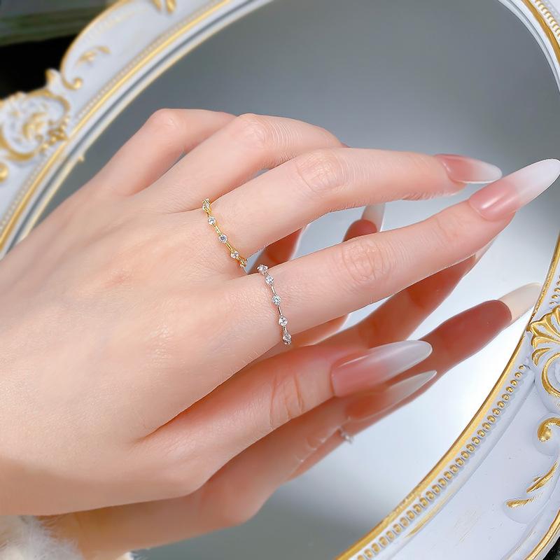 S925 Silver Golden-Plated Band 6A Cubic Zirconia Ring jewellery-116(45%)