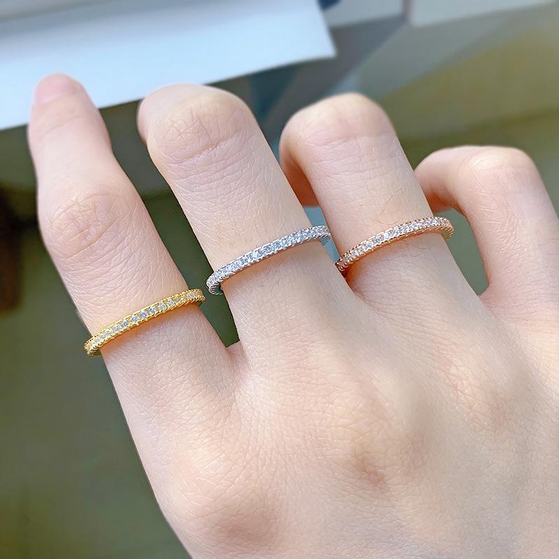 NO.091 S925 Sterling Silver Full Ring 6A Cubic Zirconia Ring fashion jewelry accessory woman girl promise ring Springtok