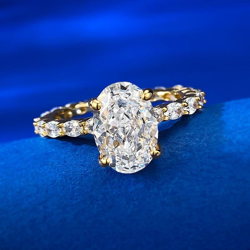 S925 Sterling Silver Oval Cut Oval Ring 7*10mm 6A Cubic Zirconia Ring-343(35%)