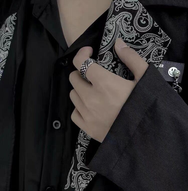 S925 Sterling Silver Dragon Scale Ring Men's retro - 548(45%)