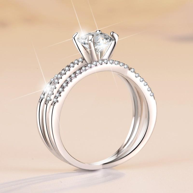 NO.114 S925 Sterling Silver Eternal Love Ring Synthetic Moissanite Ring fashion jewelry accessory woman girl promise ring Springtok